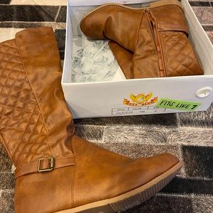 WEST BLVD Camel Quilted Boot. Size 6 but fits like a 7!